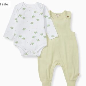 Organic cotton long sleeve body suit with overalls, Newborn